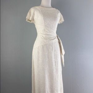Beautiful Vintage 1950s White Linen Wedding Dress